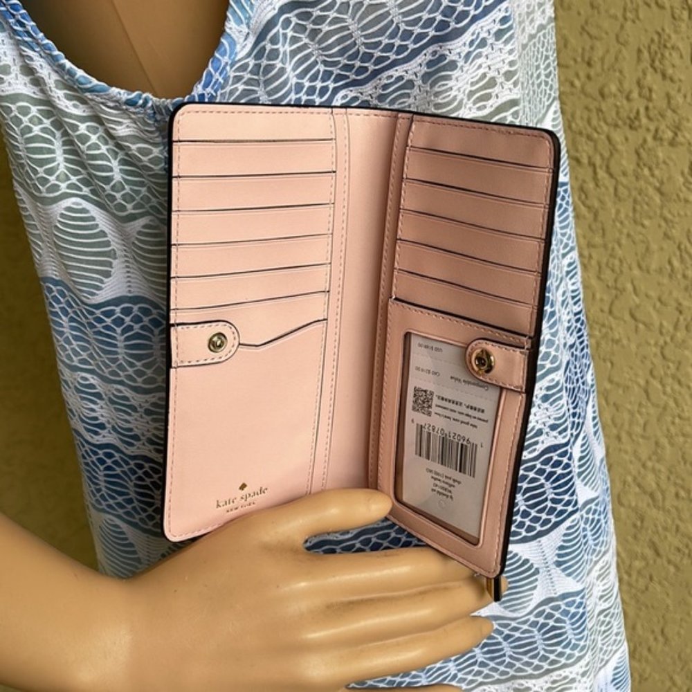 Kate Spade Madison Large Slim Bifold Wallet Conch Pink NWT - Picture 14 of 16